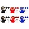 Meisjes Cheerleading Outfit Letterprint Off Shoulder Keyhole Back Lange Mouwen Jurk met Bloemen Bollen Gestreepte Sokken