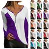 Women's Fashion Casual Temperament Zipper V-neck Irregular Striped Geometric Print Long Sleeve Top