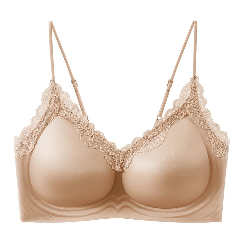 Traceless Underwear Women's Big Breasts Show Small Soft Support Pull Gather Anti-sagging Bra