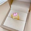 Hochwertige Rosa Herz Kristall Verstellbare Ringe für Damen Charme Goldfarbe Edelstahl Hochzeit Braut Schmuck Geschenk Farbecht
