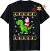 Hässlicher Weihnachts Pullover Santa auf TRex Dinosaurier T-Shirt 100% Baumwolle Rundhals Sommer Kurzarm Lässig Unisex T-Shirt Größe S3XL
