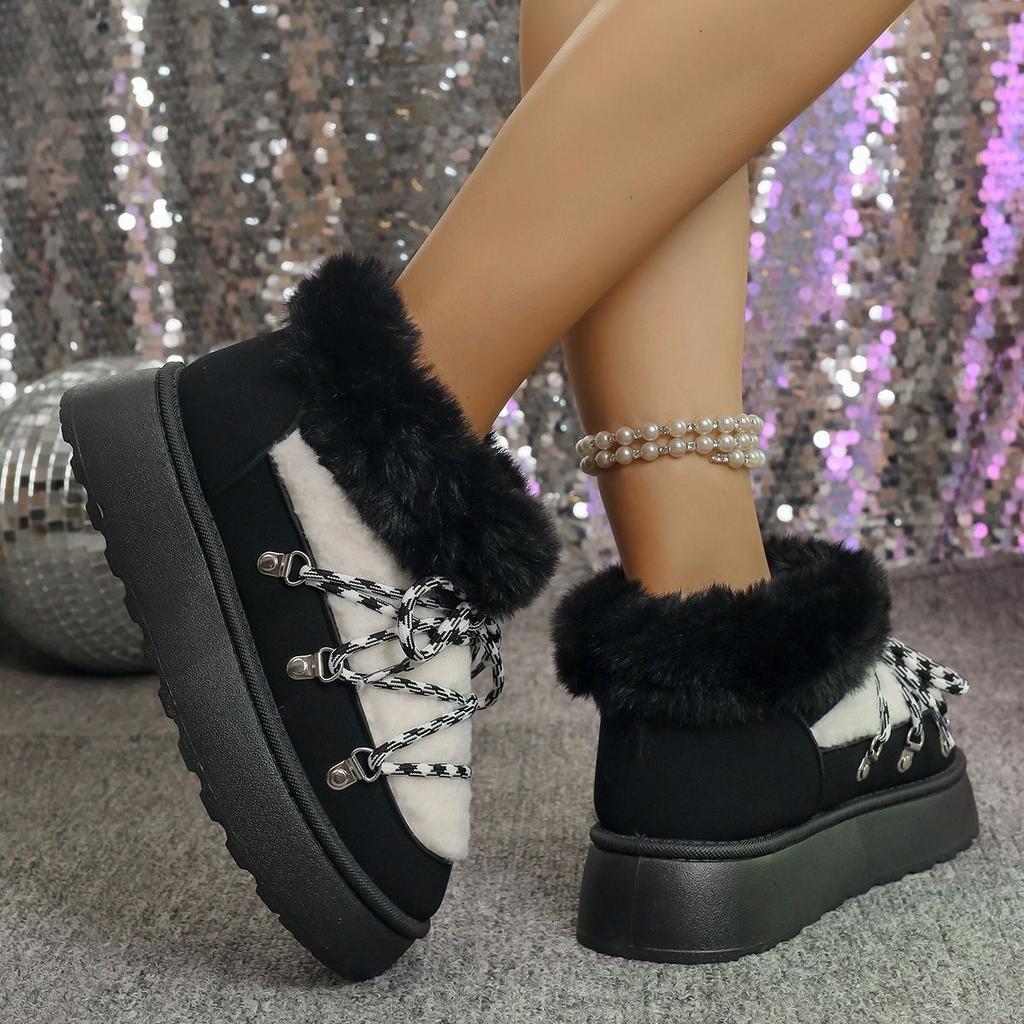 Women's size large size short snow boots thickened velvet winter new non-slip warm cotton shoes thick sole, light and fashionable