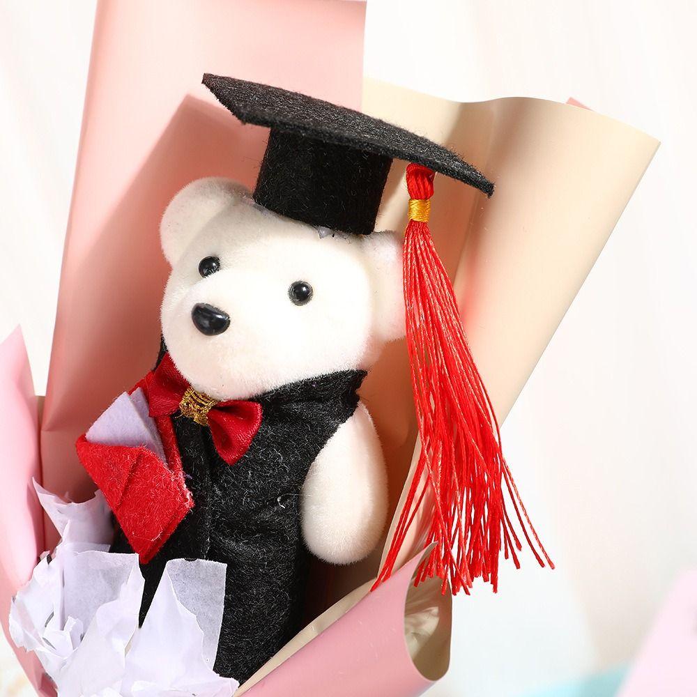 Chic Bear Plush Bouquet Cartoon Graduation Gift Creative Doctoral Bear Toy  Graduation Season