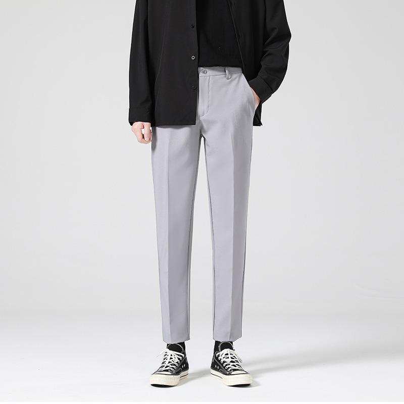 Pants Men's Spring and Autumn New Suit Pants Men's Slim Straight Pendant Versatile Casual Black Small Pants
