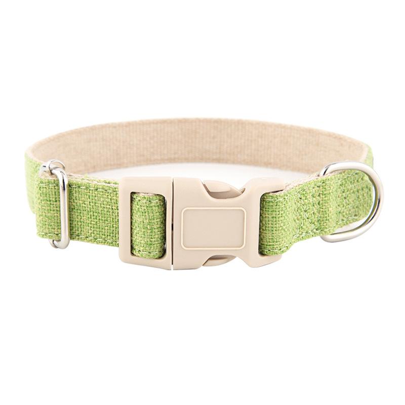 Adjustable Buckle Collar Environmentally Friendly Linen Dog Strap Pet Cotton Linen Dog Solid Color Cat Dog Collar Pet Supplies XS светло-зеленый