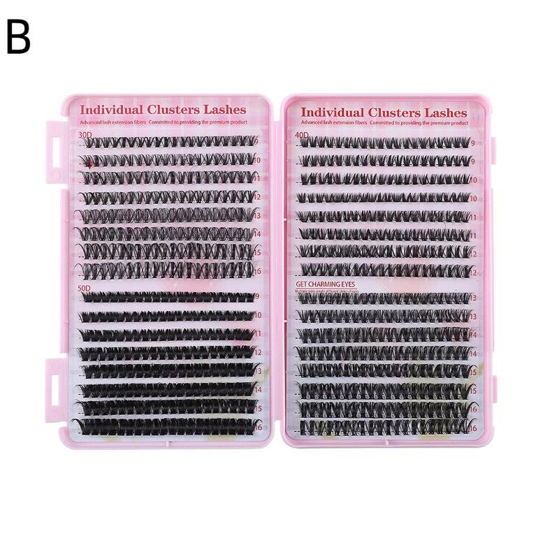 640 Pcs 30D+40D+50D Clusters Lashes Extension Kit, Length 9-16Mm Natural Eyelashes Cat Eye Diy At Home