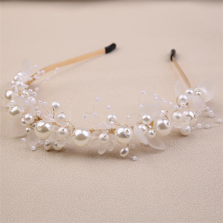 

Новая корейская мода Простой жемчужный ободок Женский Девочки Дети Цветочная гирлянда Ободок Свадебная корона для невесты Сладкое бисерное украшение для головы