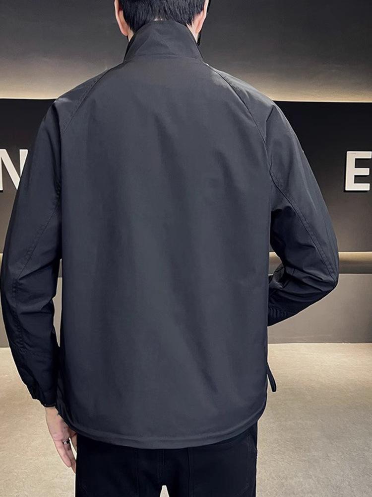 Design striped stand-up collar jacket men's spring and autumn trendy brand ruffian handsome tooling jacket men's 2025 new versatile top