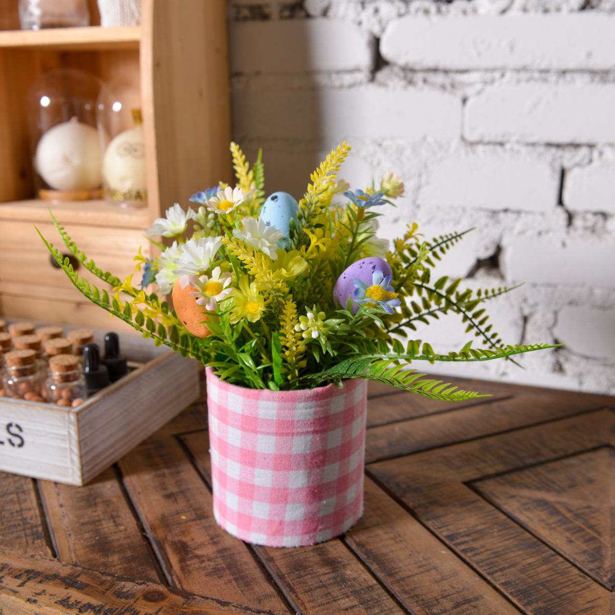 

Easter Artificial Green Plant Decorative Egg Bonsai Centerpiece Faux Flowers Home Decor For Living Room, Bedroom, And Dining Table One Size білий