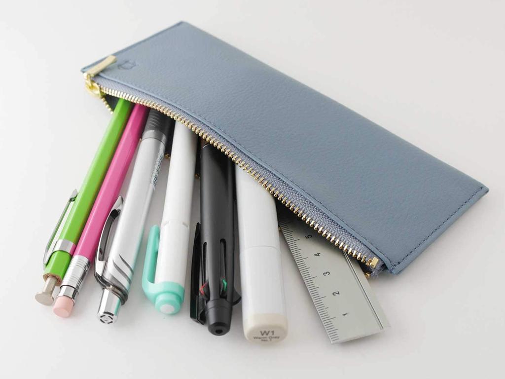 Flacher Stift OSL gräulich Einschubtasche, Leder, blau, OSL-1802 Einschub