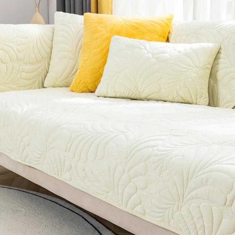 Winter Plush Sofa Cushion Four Seasons Universal Nordic High-end Thickened Cushion Simple Grey Non-slip Backrest Cover