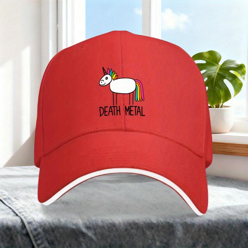 Death Metal Unicorn Funny Graphic Baseball Cap Unisex Polyester Adjustable Casual Cap