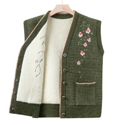 Gilet alla moda per madri anziane in autunno e inverno, gilet in maglia caldo con velluto, giacca in maglia per mezza età e anziani, gilet per anziani, gilet per anziani