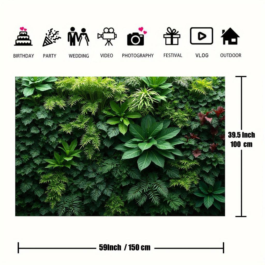 Dichte grüne Blattpflanzen Wandteppich Natürliches Blattmuster Indoor Gartendekoration Frische Luft Gefühl Umweltfreundliches Design Stilvoll