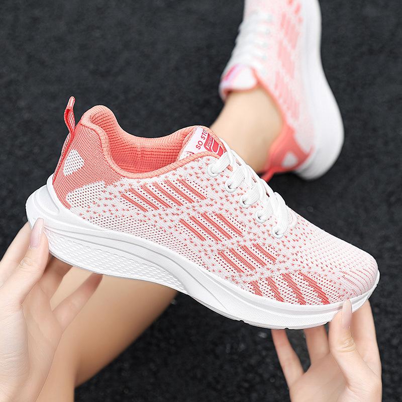 Shoes women's 2025 spring new foreign trade women's shoes breathable fly-woven mesh shoes soft sole large size casual mother shoes
