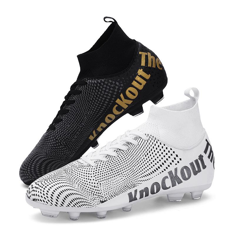 503 Football Shoes Children Boys Girls Teenagers With A High Top Fly Weave Leather Surface HG Long Nails FG Broken TF Flat Bottom Training