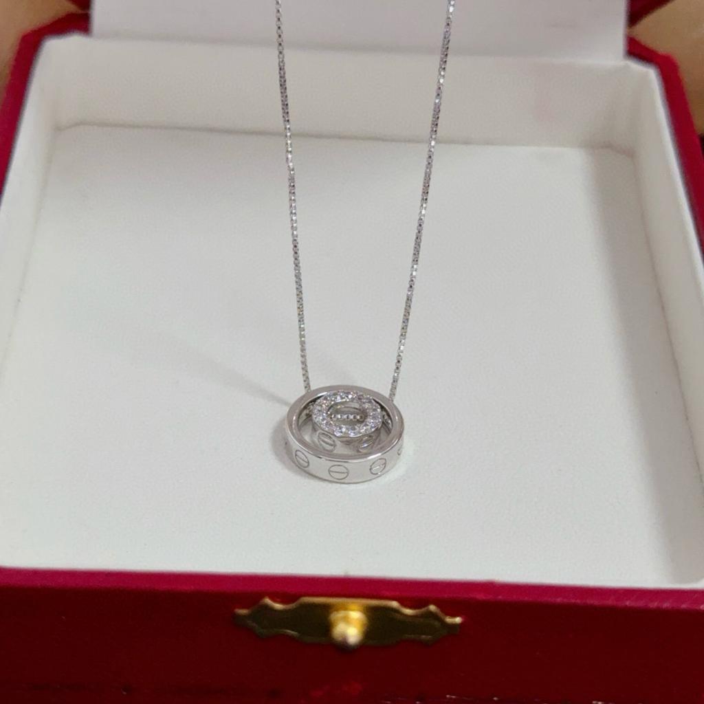 Colar com Pingente de Diamante Duplo Anel Uso Diário, Presente Banquete Material Hipoalergênico Presente de Aniversário