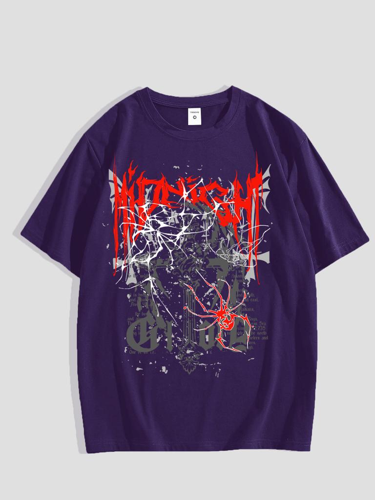 Men's Graphic Tee - Casual & Loose Dark Academia Short Sleeve T-Shirt Oversized Baggy Tops T-Shirt Black
