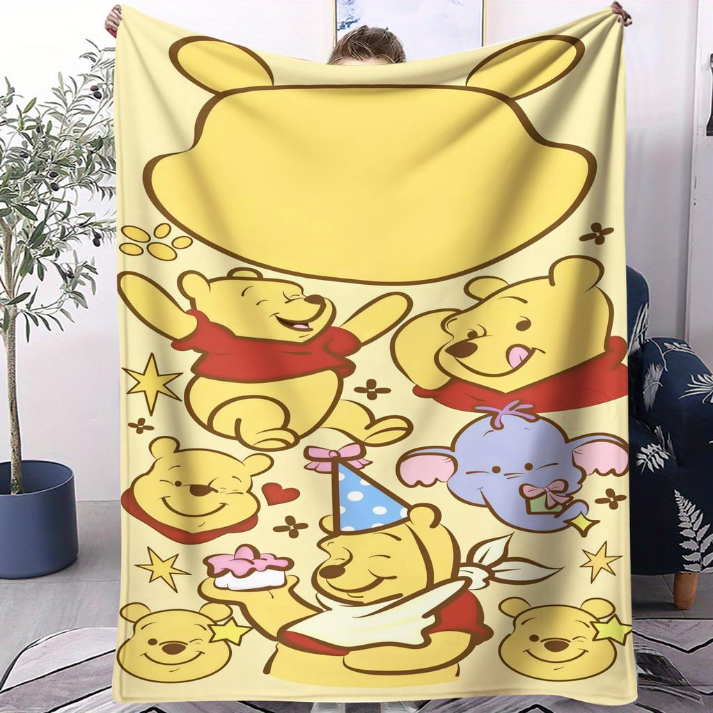 Cartoon Winnie the Pooh Who Loves Honey Print Flannel Blanket Soft Multifunctional Decortive Universal Throw Blankets Gift