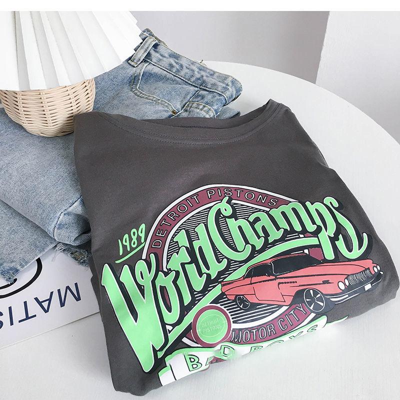 Cotton Long Sleeve T-shirt Personalized Printed Casual Comfortable Loose Hoodies Short Sweater