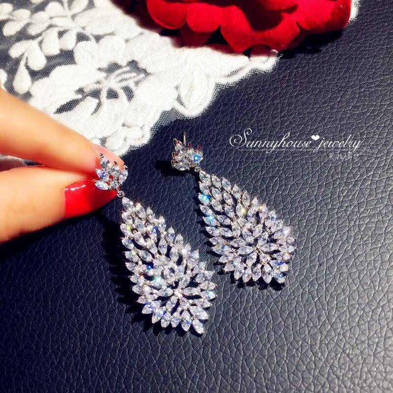 Earrings Earrings Femininity Personality Luxury Shining Zircon Crystal Versatile Earrings