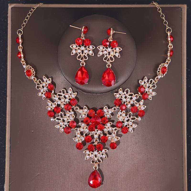 [Small batch customization] Cross-border exquisite bridal jewelry two-piece party dress wedding collarbone necklace earrings
