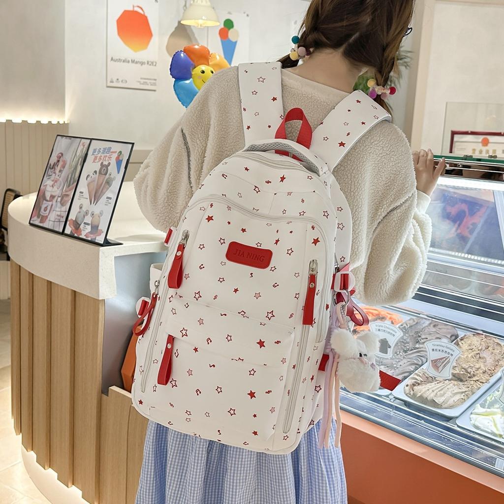 Schoolbag Japanese ins new high-value fresh and sweet star backpack small middle school student casual and lightweight women's backpack