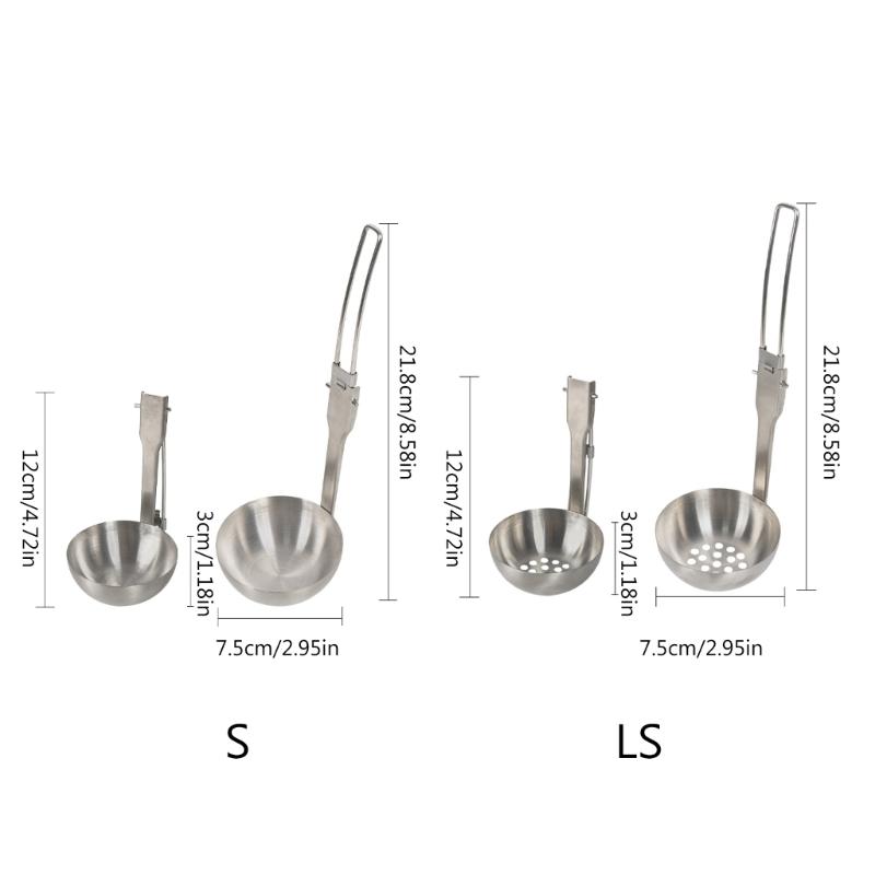 Outdoor Camping Colander/Soup Ladle Stainless Steel Tableware Foldable Spoon