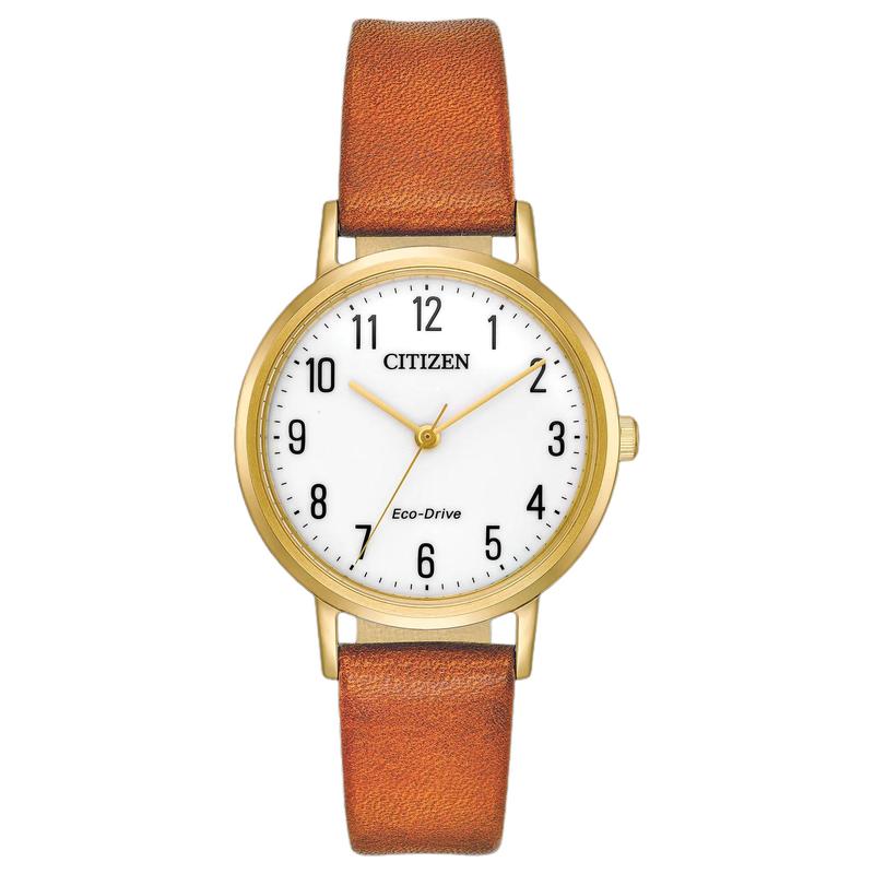 

CITIZEN Eco-Drive Series 50 Meters Waterproof Trendy and Fashionable Solar Quartz Leather Strap 30mm Women s Watch White Dial EM0572-05A білий