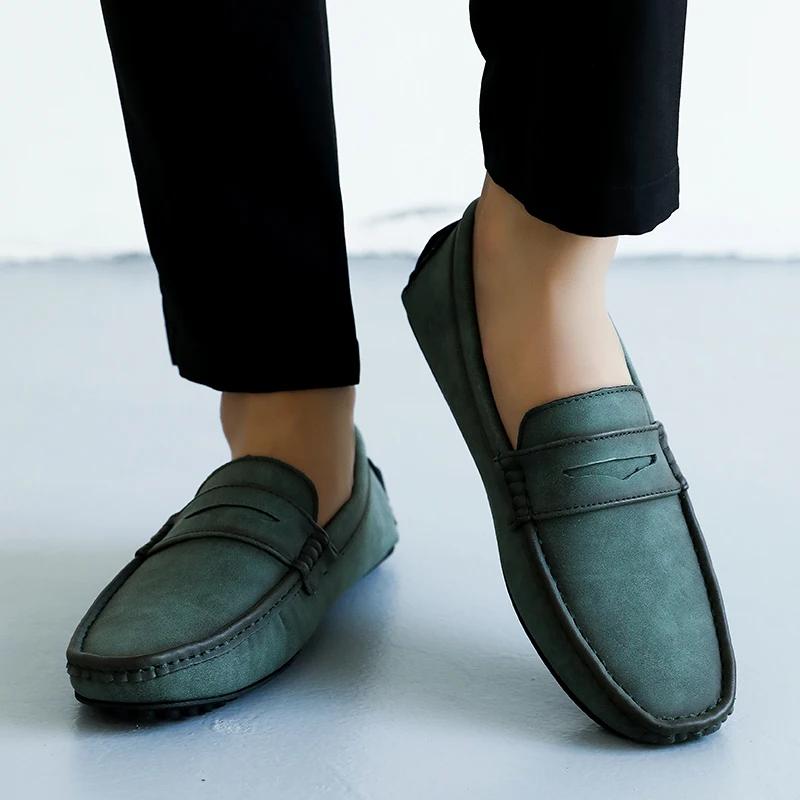 Spring Hot Selling Men's Flat Bottomed Loafers Massage Shoes Anti Slip Park Walking Shoes Simple Men's Leather Casual Shoes