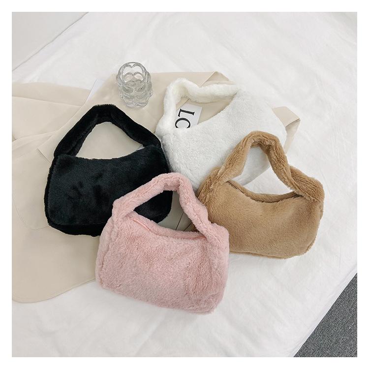 Plush Faux Fur Mini Square Bag for Women, Soft Fluffy Handheld Shoulder Purse, 2022 Winter Fashion Cute Handbag
