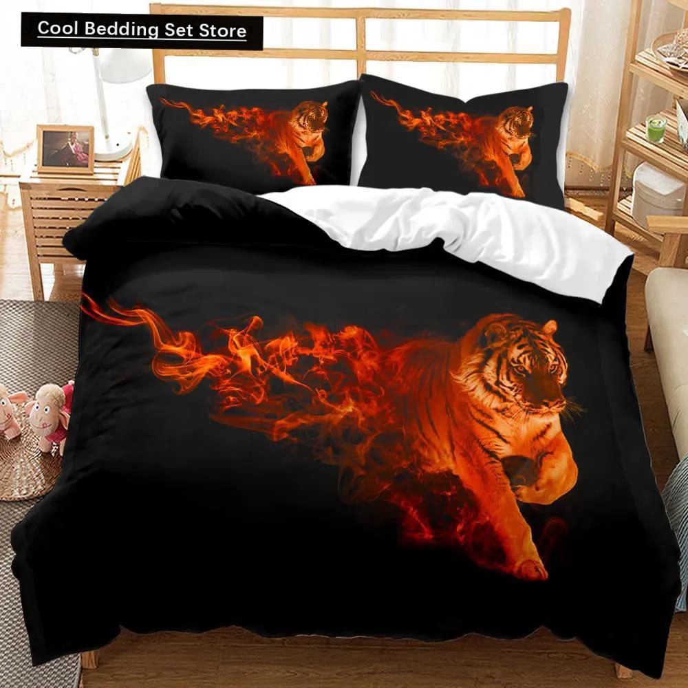 Zestaw poszwy na kołdrę Tiger Twin dla chłopców mężczyzn z nadrukiem dzikich zwierząt zestaw pościeli zwierzęcy poliestrowy pokrowiec na kołdrę podwójny queen king size