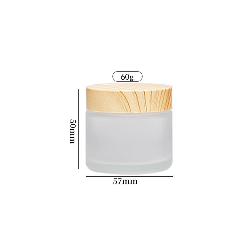 Frosted Glass Cream Jar with Bamboo Lid – 5-100g Sizes for Face & Eye Cream, 30g Empty Cosmetic Container