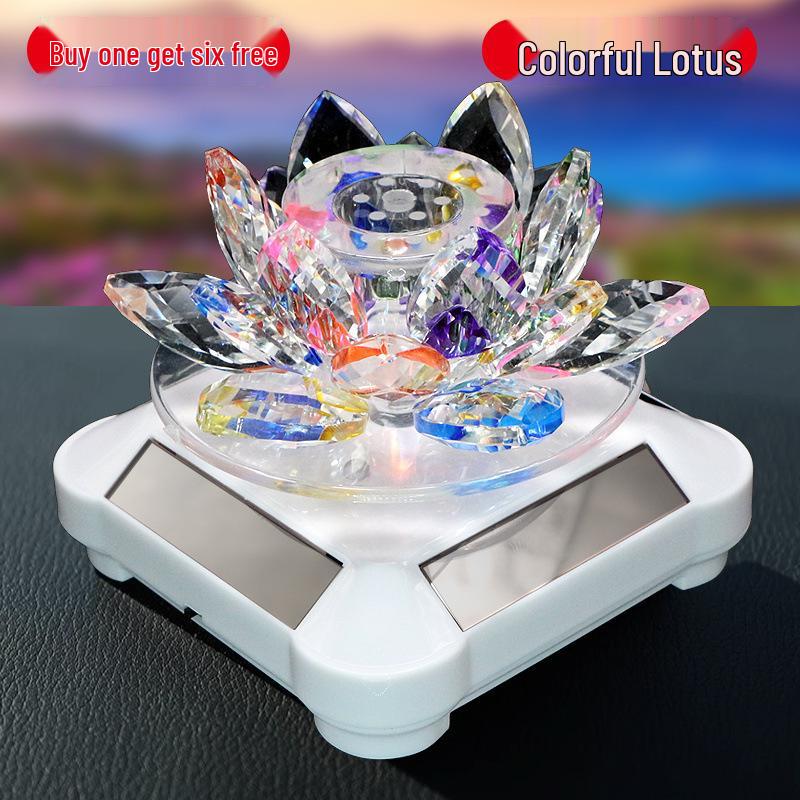 Rotating Crystal Lotus Solar Car Air Freshener & Aromatherapy Ornament