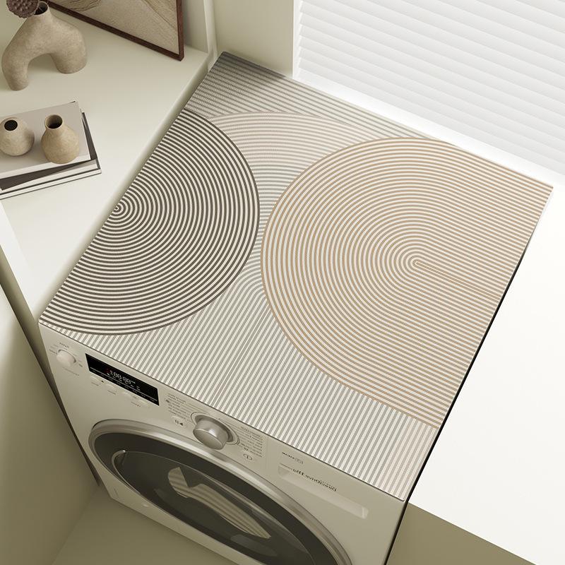Wabi-Sabi Style Anti-Slip Dustproof Washing Machine Lid Cover Pad with Water Absorption.