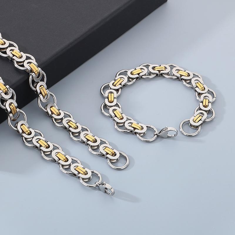 Personalized Hip Hop Rock Emperor Chain Circle Bracelet Trendy Byzantine Flat Stainless Steel Men's Bracelet