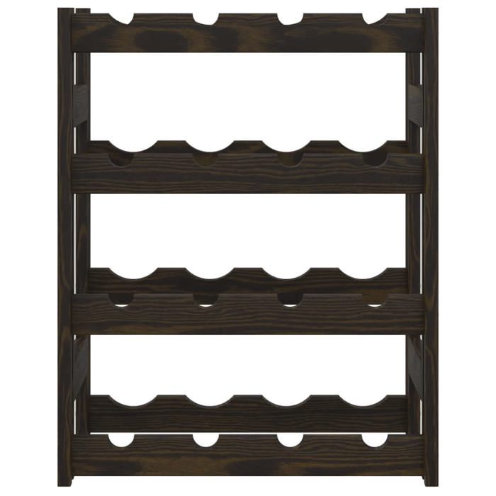 VidaXL Bottle Rack for 16 Bottles Black Solid Pine Wood 373400