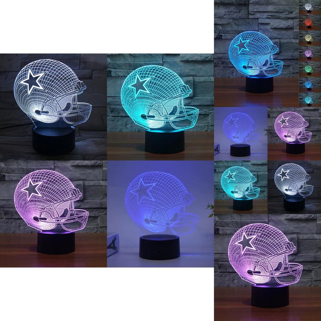 Rugby Cap Pattern 3d Led Night Light With Touch Control For Home Decor Gift
