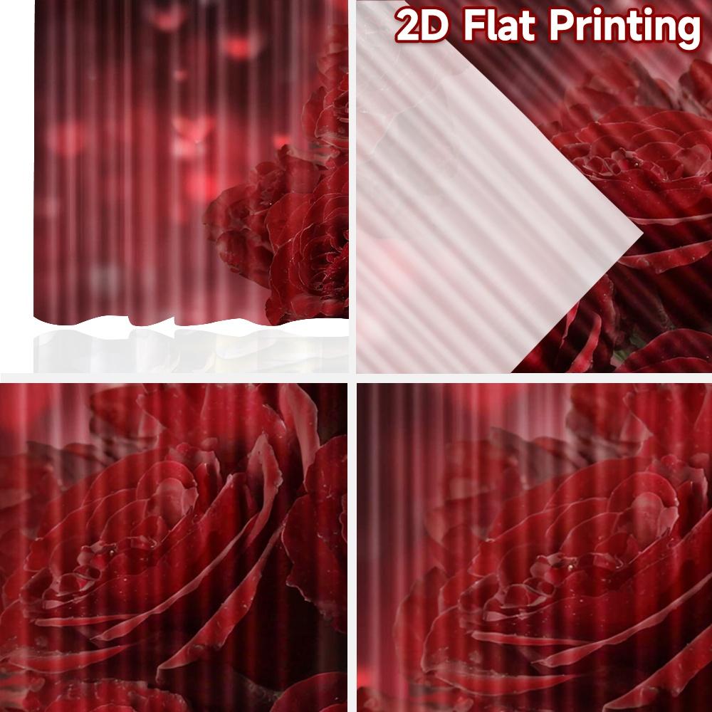 2D Flat Printing 2pcs Curtain Party Curtain Valentine's Red Roses Digital Printed Polyester Drapes All Season Party & Holiday