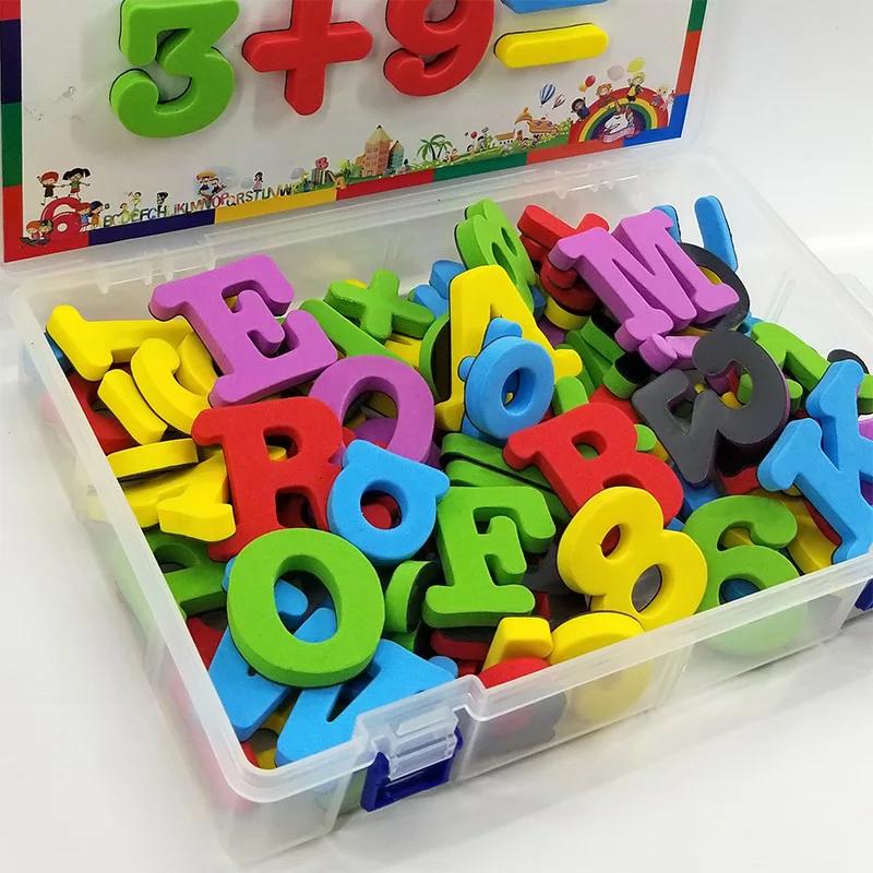 Magnetická písmena Čísla Abeceda ABC 123 Magnety na ledničku Plastová sada výukových hraček pro předškolní děti Matematika s velkými písmeny