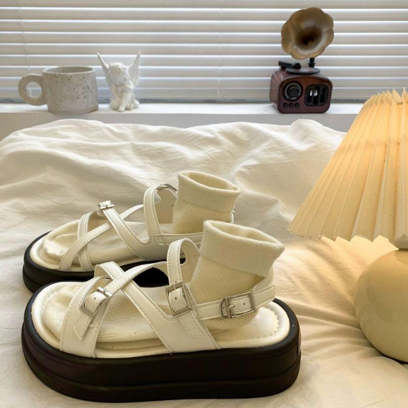 Summer new versatile non-slip silver niche muffin platform open-toed sandals women's beach shoes