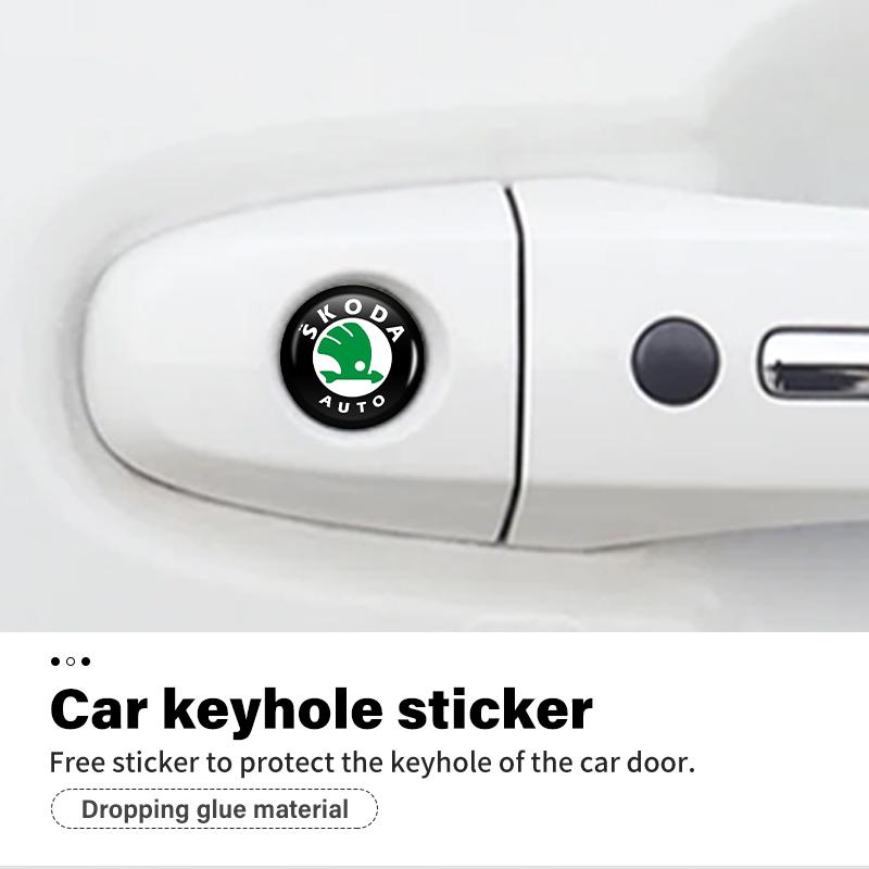 VAN4 For Skoda Car Door Keyhole Sticker Lock Protector Lock Core Decal Accessories octavia a5 a4 mk1 2 fabia superb rapid mk3 yeti