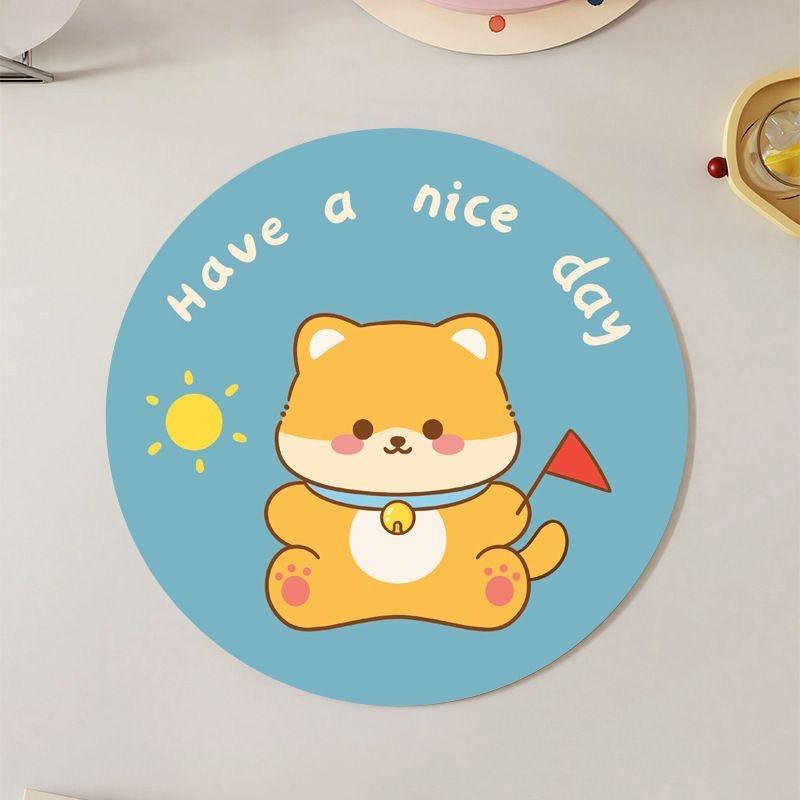 

Cartoon diatom mud cup mat, non-slip pot mat, heat-insulating mat, high-quality tea mat, creative and cute coffee and tea set синий