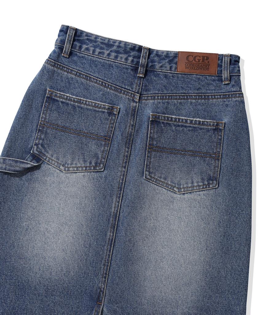 CGP (Women) Denim Long Skirt_Washed Blue