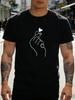Unisex Cotton Short Sleeve Crew Neck Tee Minimal Finger Heart Sketch RoUnisextic Print Gift For Boyfriend Casual Summer Daily Top