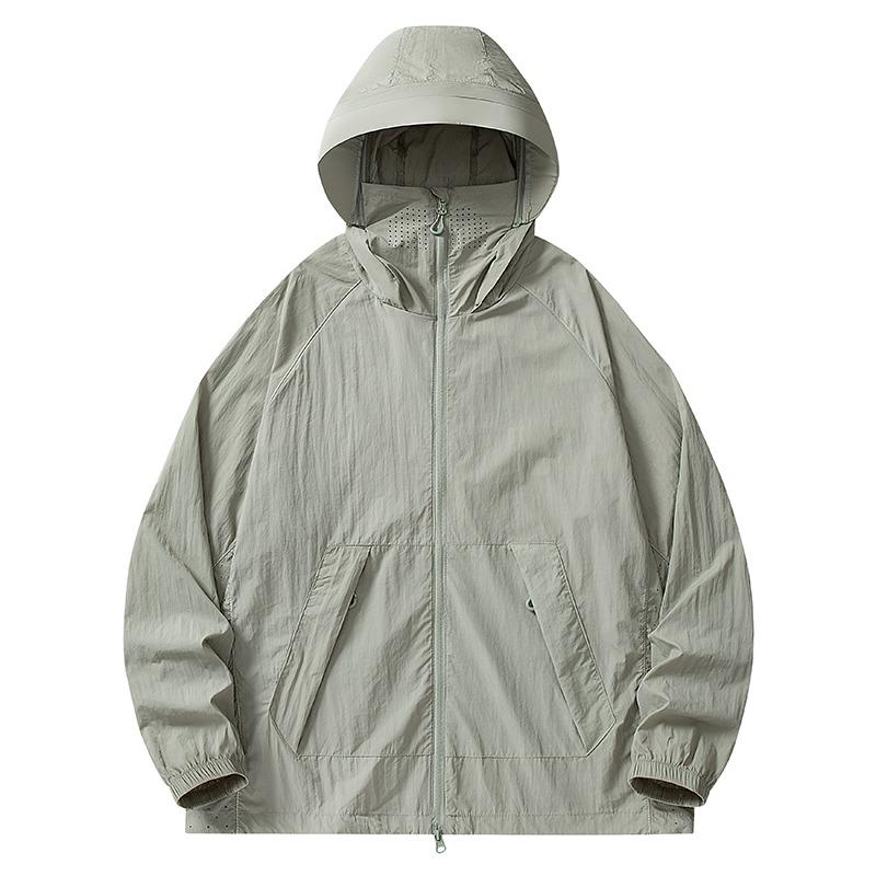 Spring Autumn Solid Loose Casual Sunscreen Coat Male Long Sleeve Simple All-match Hooded Cardigan Jacket Top Men