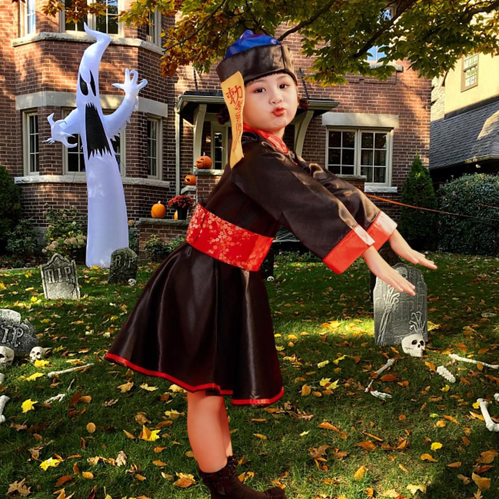 Formemory Halloween Cosplay Jiangshi Chinese Zombie Monster Kids Cosplay Girls Costumes Dress Cute Costumes Chinese Costume Lolita Jiangshi Outfit
