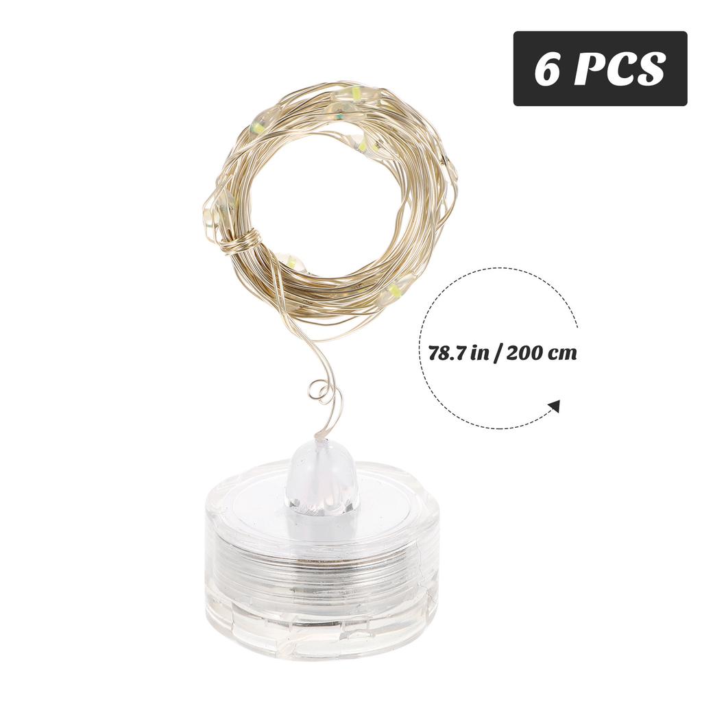6Pcs Waterproof Submersible String Lights LED Diving Lamp 20 Light 2 Meter Copper Wire Silver Plated for Night Party Wedding