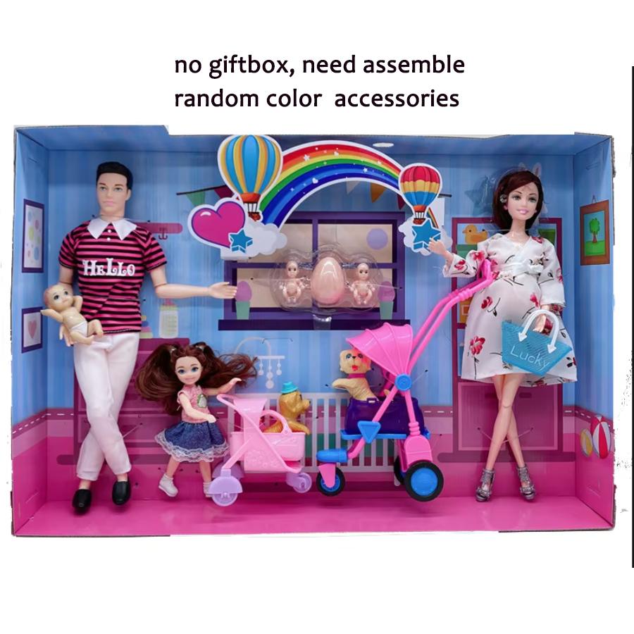 Handgefertigtes Puppenzubehör Baby-Puppen Schwangere Mutter Dame Vater Papa Für Mädchen Spiel Weihnachtsgeburtstagsgeschenk, Montage erforderlich