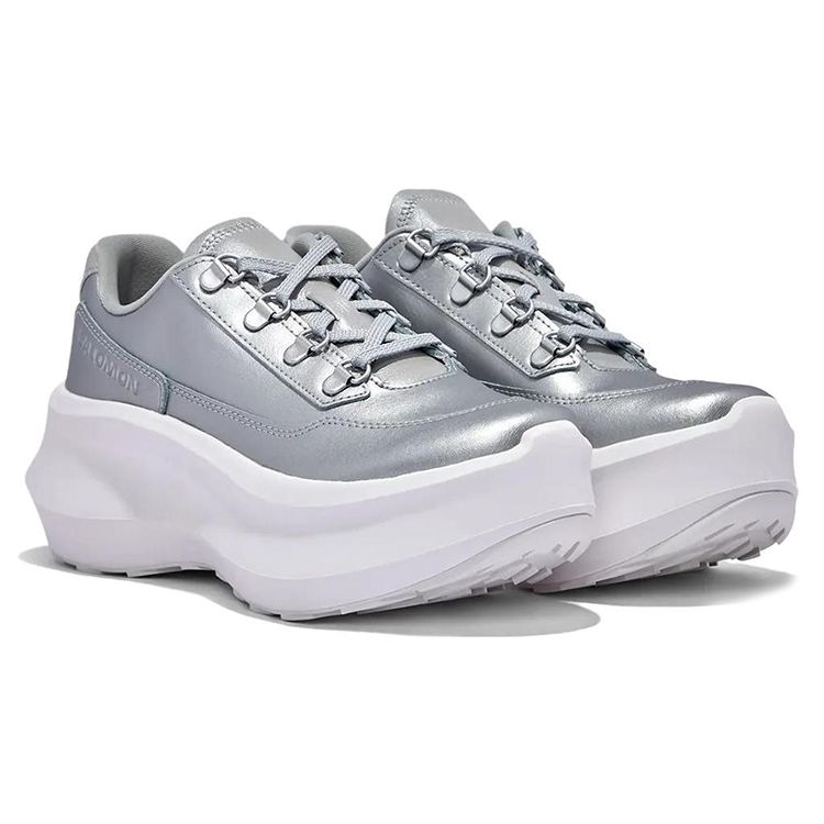 Comme Des Garçons X Salomon SR811 Leather Thick Sole Sports Wearable Breathable Height Increasing Low Top Casual Shoes Women sneaker Silver 474728